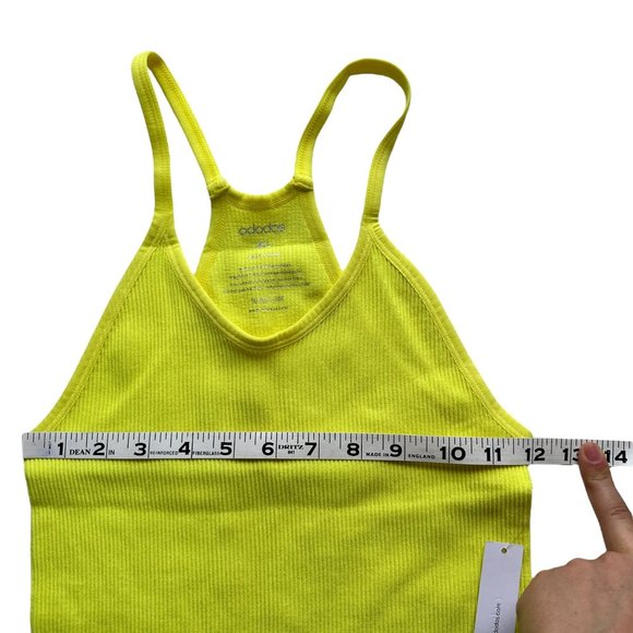 NEW Ododos M/L Neon Yellow Seamless Ribbed Crop Athletic Tank Top - Picture 5 of 5